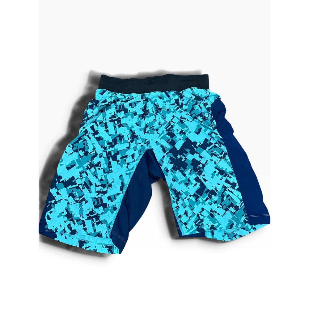 Lululemon Mens Athletic Shorts Teal Navy Blue Geometric Digital Print Size M